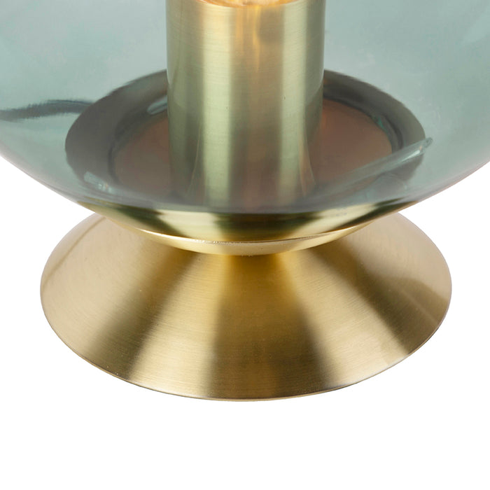 QAZQA Art deco tafellamp messing met groen glas - Pallon