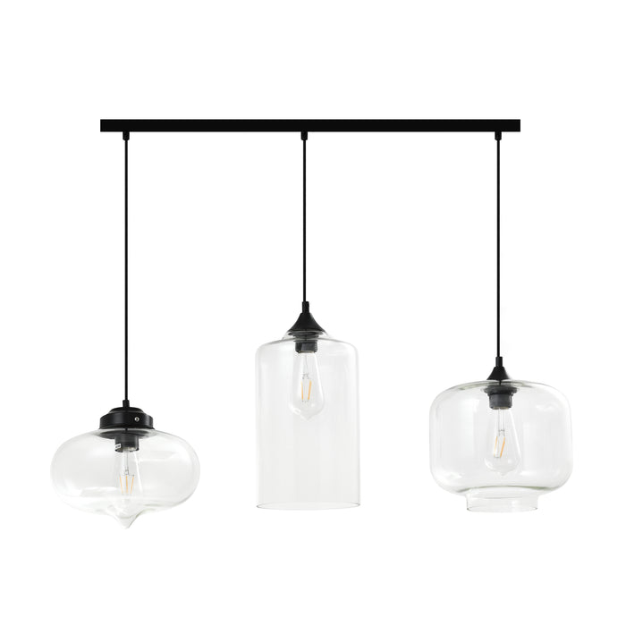 QUVIO Hanglamp glas 3-lichts zwart - QUV5124L-BLACK