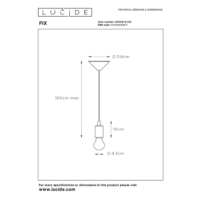 Lucide FIX Hanglamp - Zwart