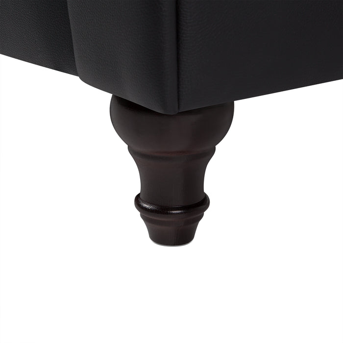 Beliani - CHESTERFIELD L - Chesterfield bank - Zwart - Kunstleer