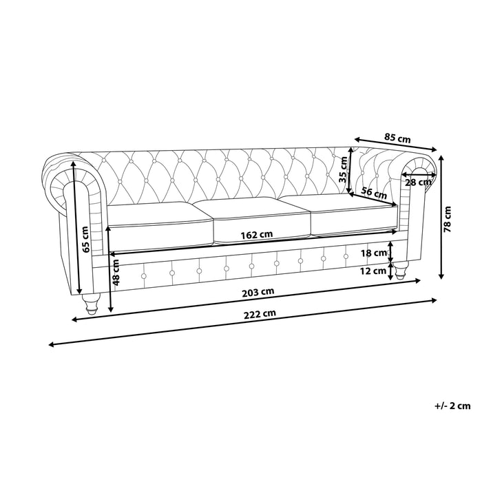 Beliani - CHESTERFIELD L - Chesterfield bank - Zwart - Kunstleer