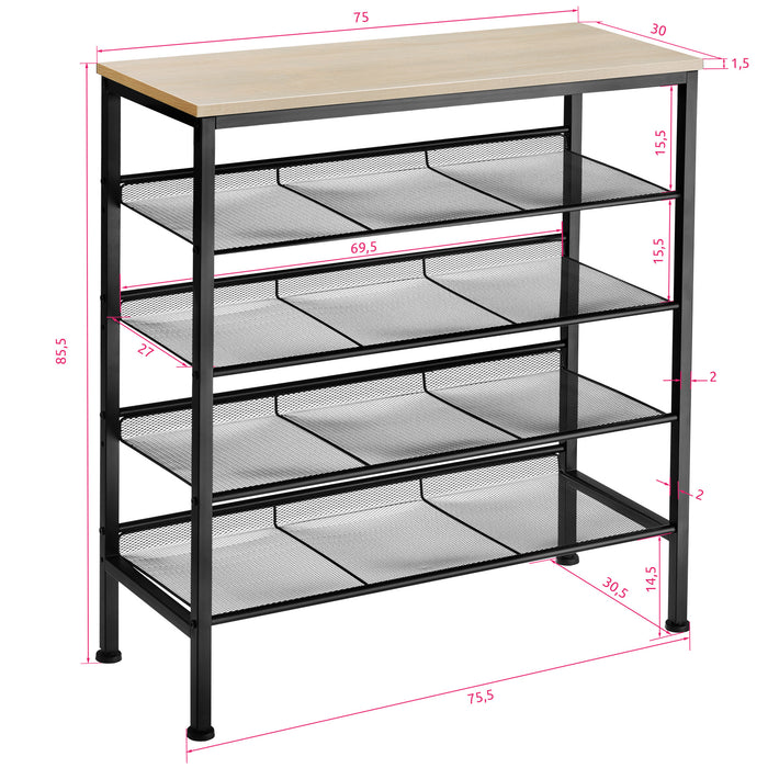 tectake® Schoenenrek Bournemouth 75,5x30,5x85,5cm