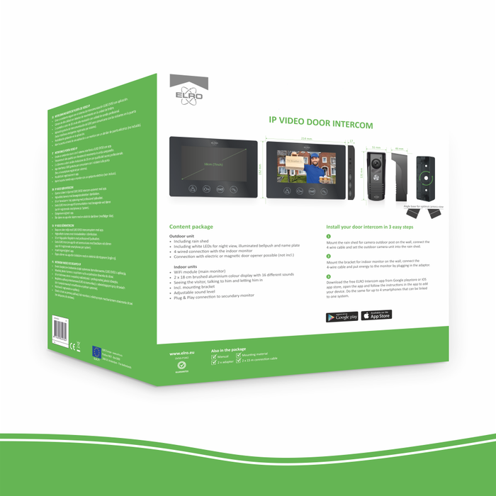 ELRO DV50 IP Wifi Deur Intercom - met 2x 7 inch kleurenscherm met App