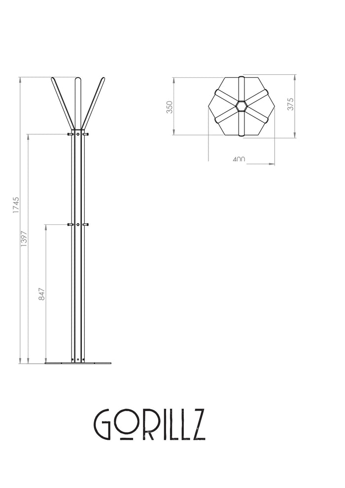 Gorillz Molto Staande Kapstok 18 Kapstok haken - Goud