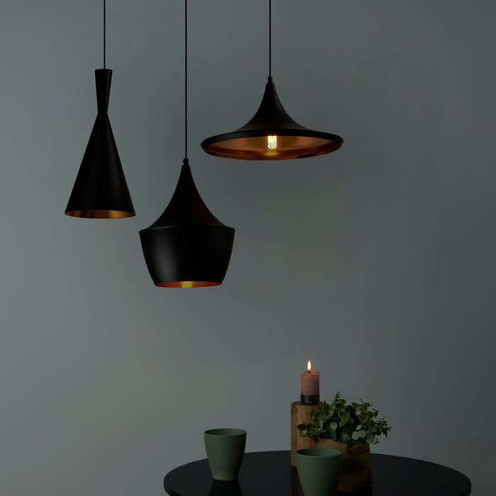 QUVIO Hanglamp 3-lichts verschillende kappen - QUV5059L-BLACK