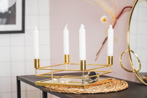 Mirror Tray Kandelaar Vierkant - Goud - L21 x B21 x H9 cm