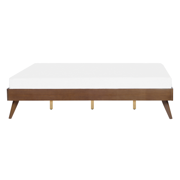 Beliani-BERRIC -Tweepersoonsbed-Donkere houtkleur-140 x 200 cm-MDF