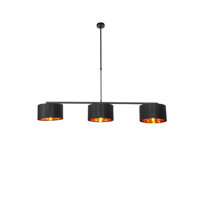 QAZQA Moderne hanglamp zwart met goud 125 cm 3-lichts - VT 3