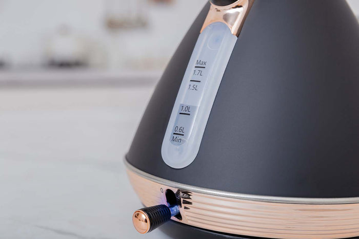 Buccan - Retro Waterkoker - Pyramid - Zwart Rose - Met thermometer