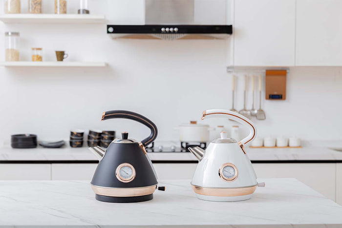 Buccan - Retro Waterkoker - Pyramid - Zwart Rose - Met thermometer