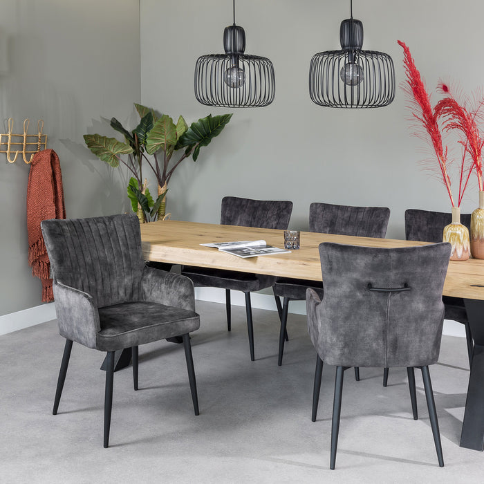 Duverger® Stripes Velvet - Eetkamerstoelen - set van 2 - armleuningen