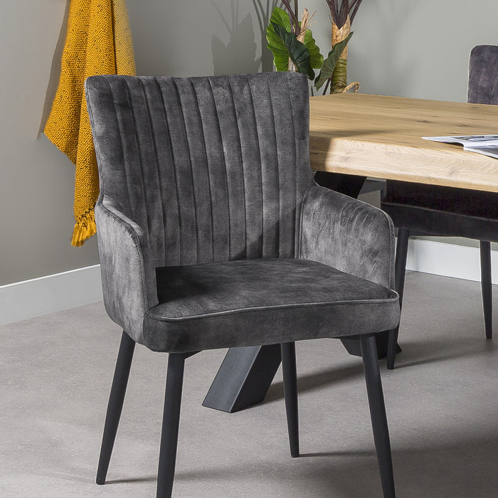 Duverger® Stripes Velvet - Eetkamerstoelen - set van 2 - armleuningen