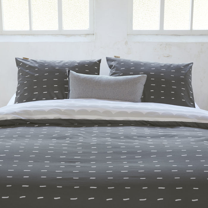 Walra More Dashes Dekbedovertrek 200 x 220/240 cm - Off black