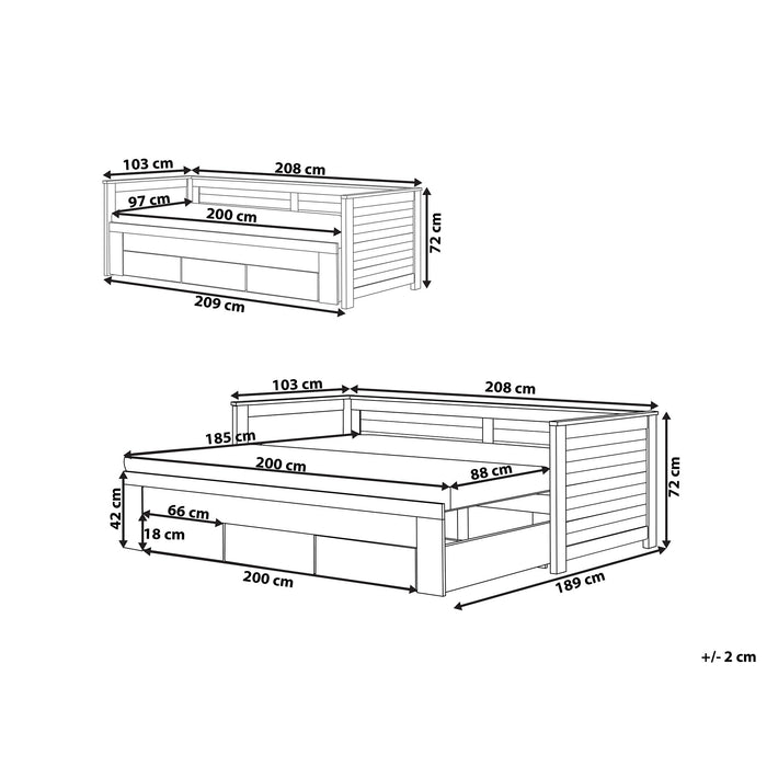 Beliani-CAHORS-Onderschuifbed-Donkerbruin-90 x 200 cm-Rubberhout