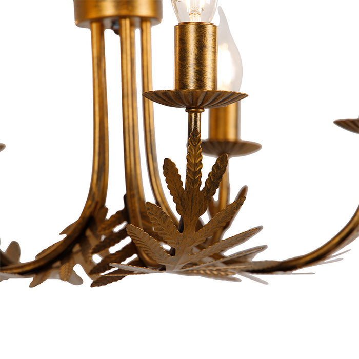 QAZQA Vintage kroonluchter goud 5-lichts - Botanica