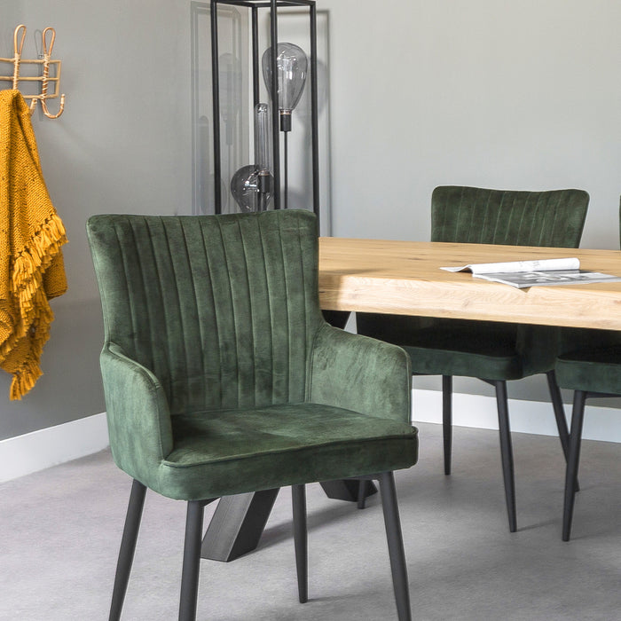 Duverger® Stripes Velvet - Eetkamerstoelen - set van 2 - armleuningen