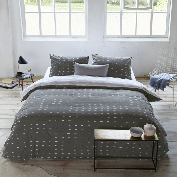 Walra More Dashes Dekbedovertrek 240 x 220/240 cm - Off black