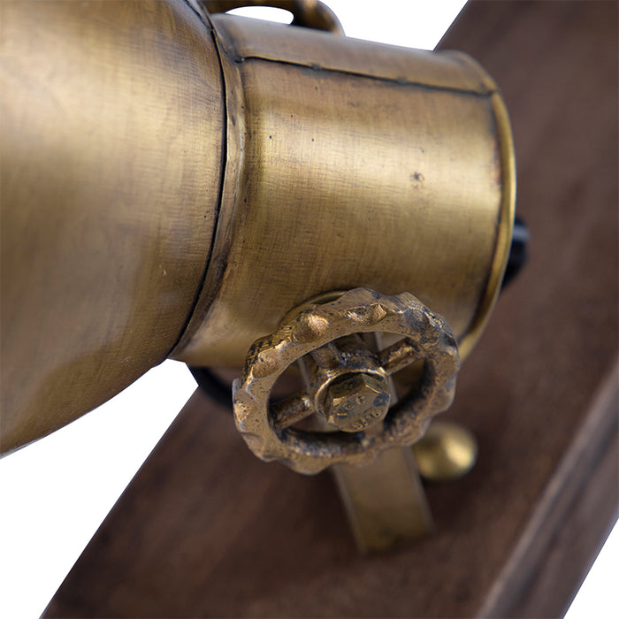 QAZQA Plafondlamp brons 2-lichts met hout - Mangoes