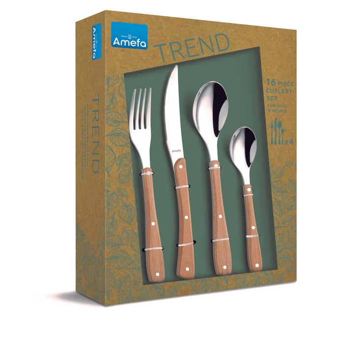 Amefa Zephyr Wood Bestekset 16-delig