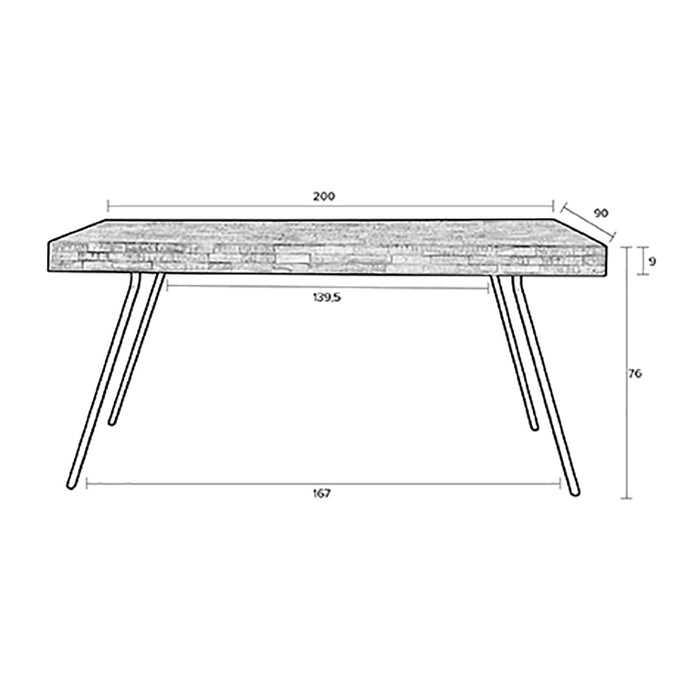 by fonQ Tygo Eettafel - 200 x 90 cm - Zwart
