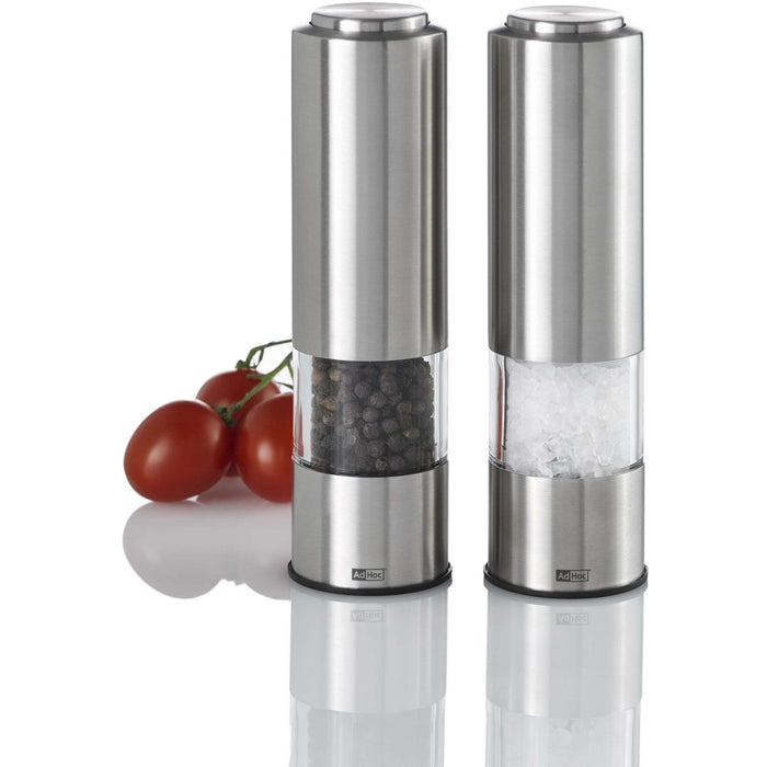 AdHoc - Elektrische Peper- en Zoutmolen RVS, 2 stuks - AdHoc