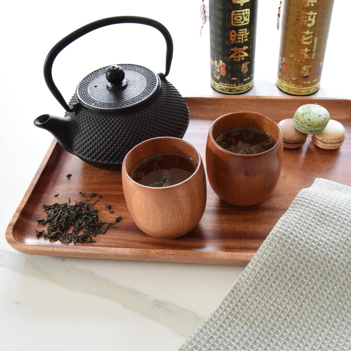 Khaya houten theekopjes - Japanse stijl - set van 2