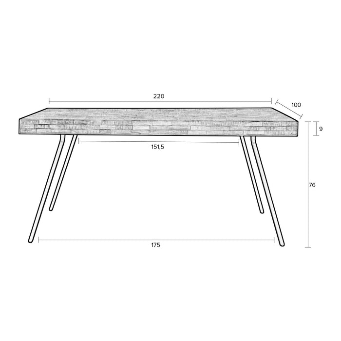 MOOS Tygo Eettafel - 220 x 100 cm - Zwart