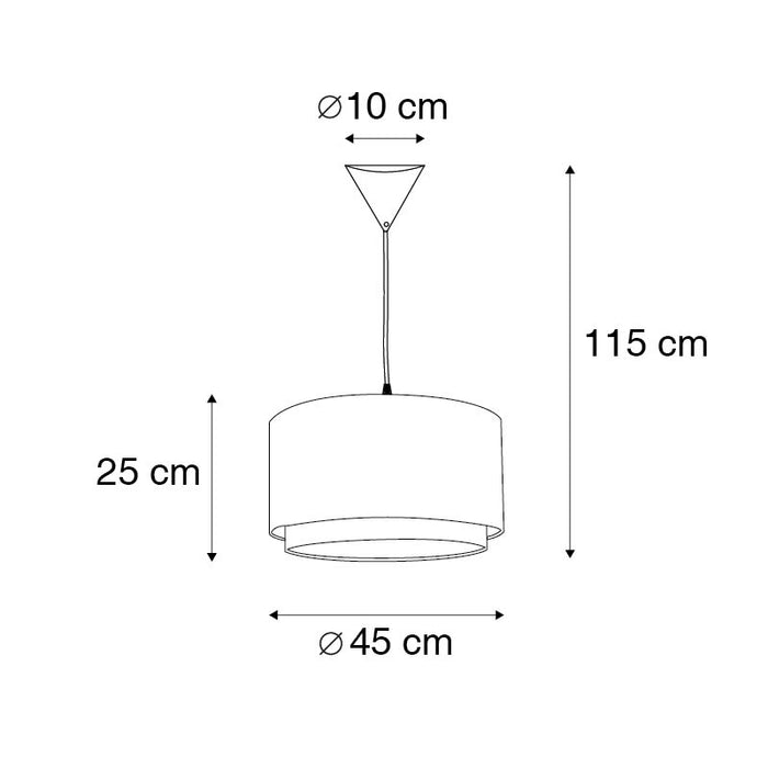 QAZQA Moderne hanglamp met kap zwart|wit 47|25 - Duo