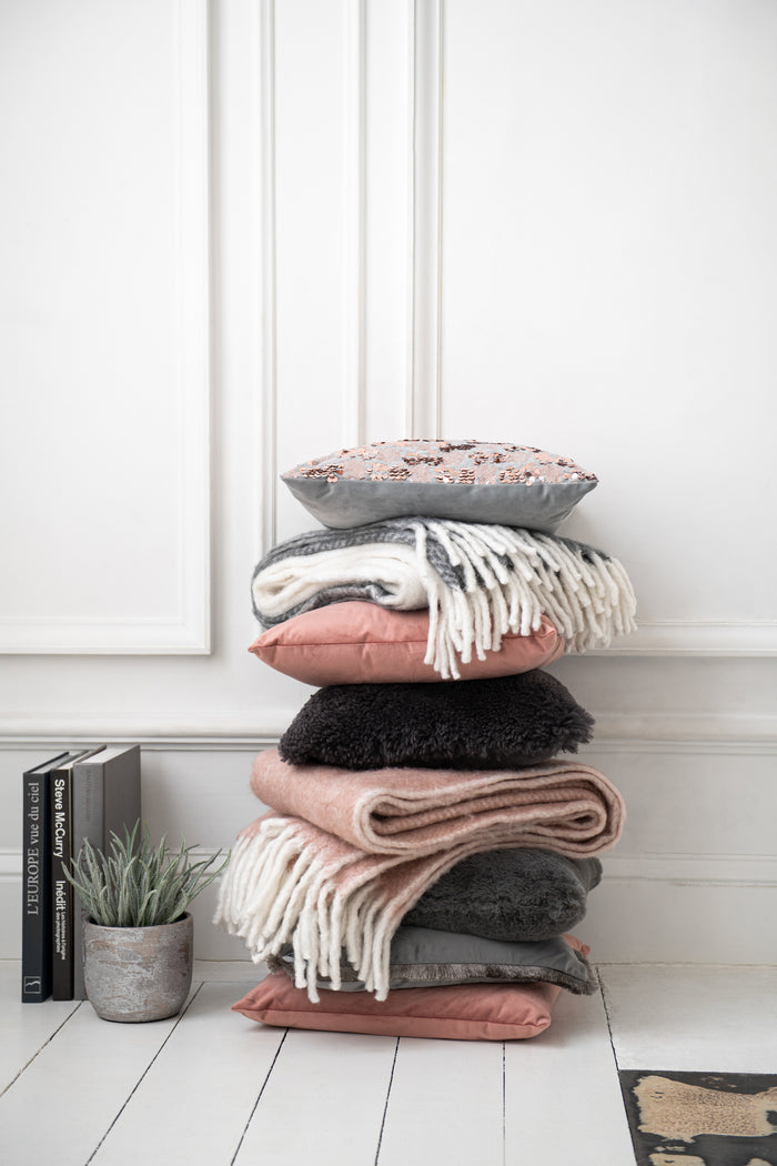 J-Line Plaid Acryl Wol Roze Wit