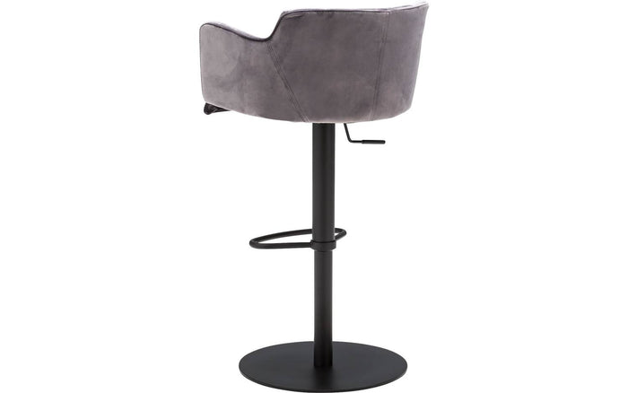 Goossens Barstoel Flamingo, Barstoel met arm - grijs Fluweel met