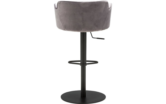 Goossens Barstoel Flamingo, Barstoel met arm - grijs Fluweel met