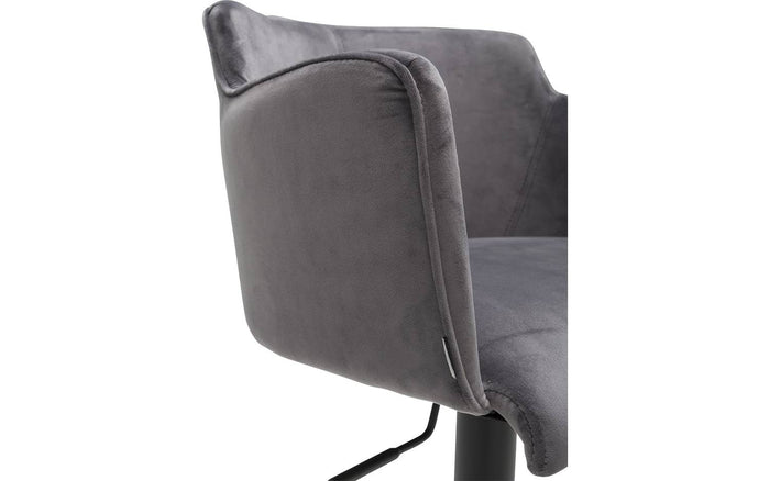 Goossens Barstoel Flamingo, Barstoel met arm - grijs Fluweel met