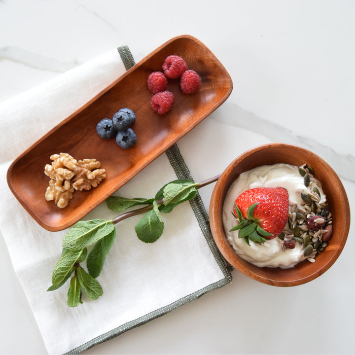 Khaya houten kommetjes Ø 12 cm - set van 2