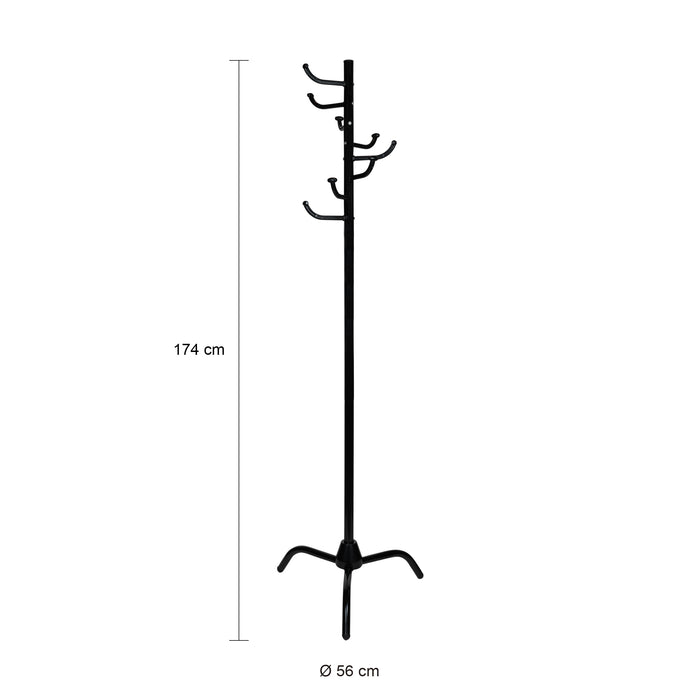 QUVIO Staande kapstok met 8 haken - Zwart