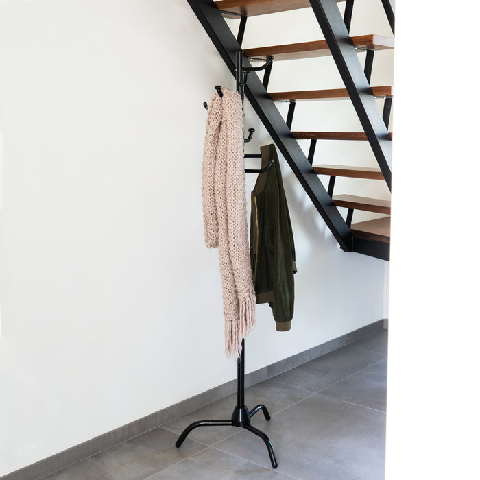 QUVIO Staande kapstok met 8 haken - Zwart