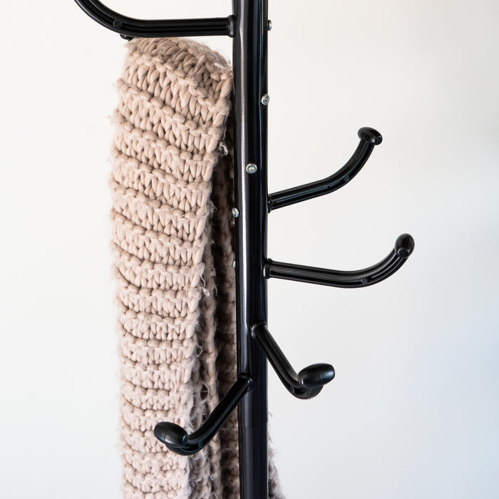 QUVIO Staande kapstok met 8 haken - Zwart