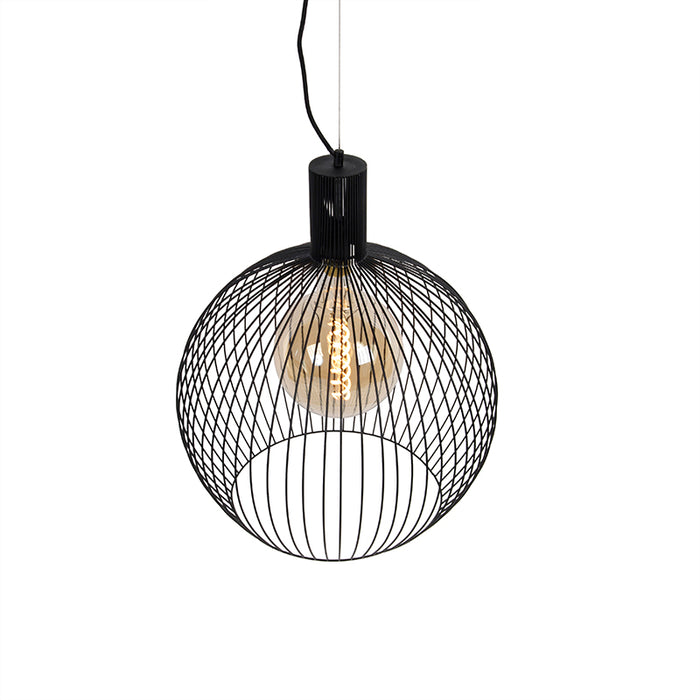 QAZQA Design ronde hanglamp zwart 50 cm - Dos