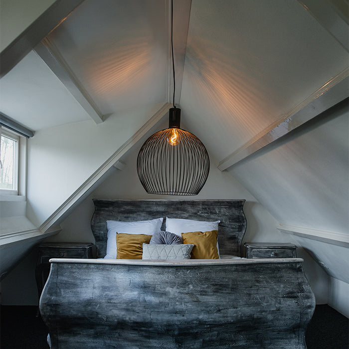 QAZQA Design ronde hanglamp zwart 50 cm - Dos