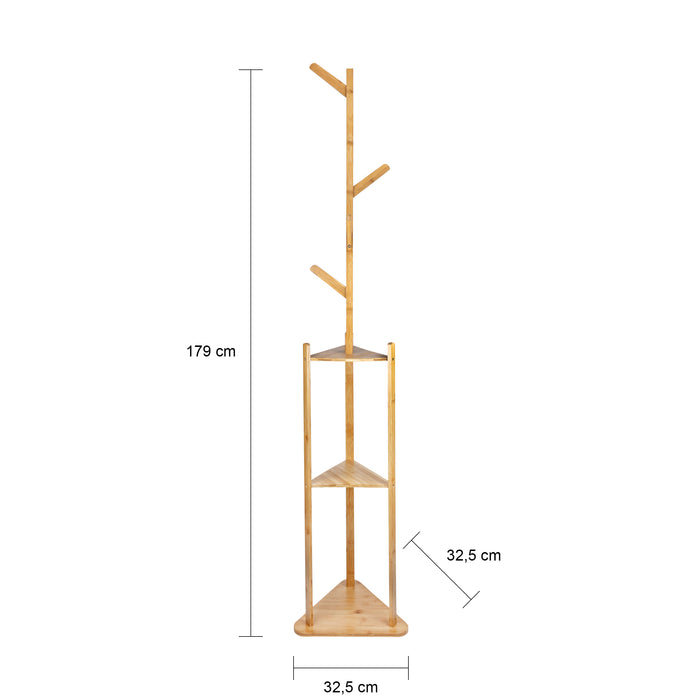 QUVIO Staande kapstok met plank - Licht bruin
