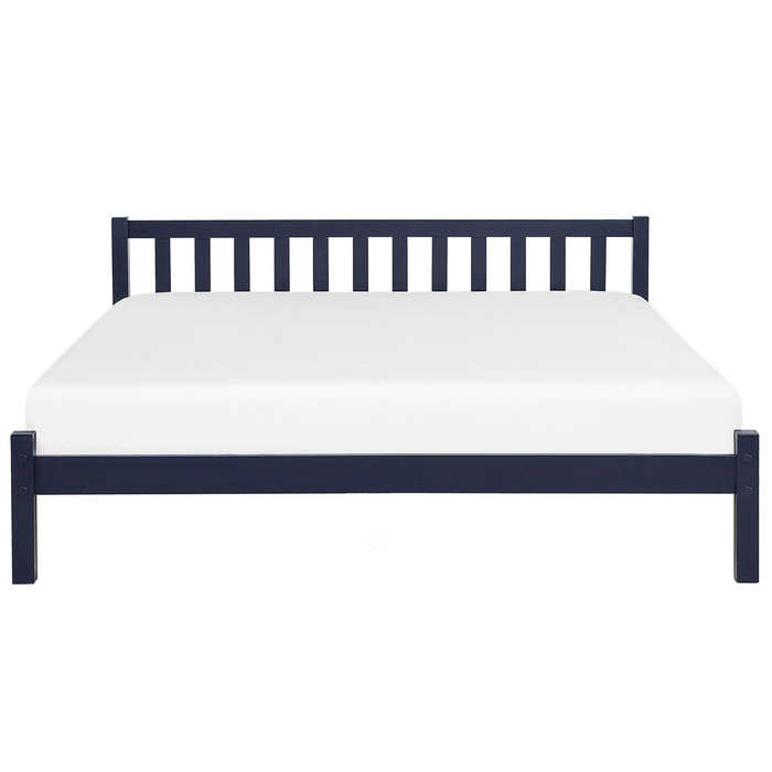 Beliani-FLORAC -Tweepersoonsbed-Marineblauw-140 x 200 cm-Dennenhout