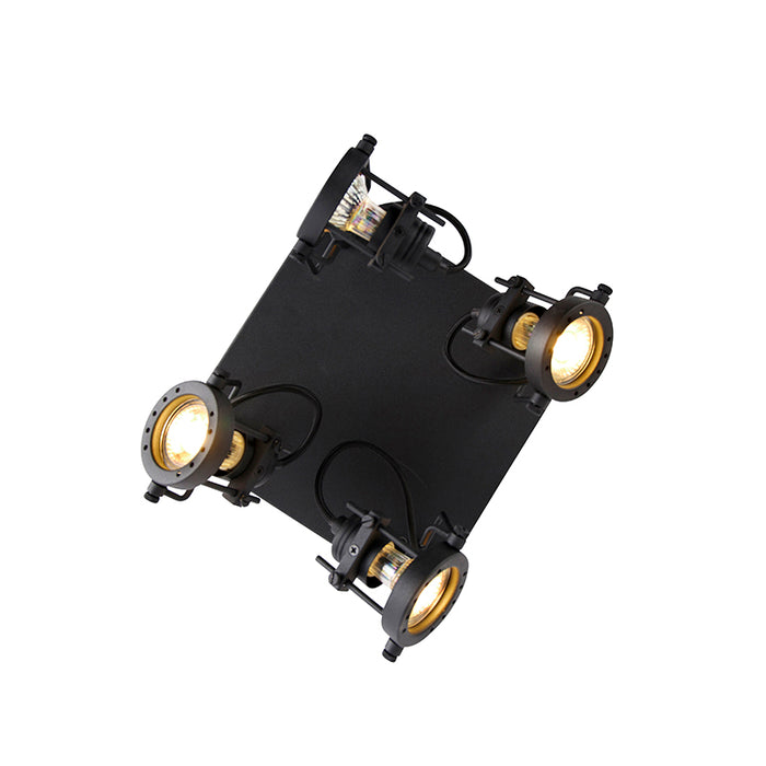 QAZQA Industriële spot zwart 4-lichts - Suplux