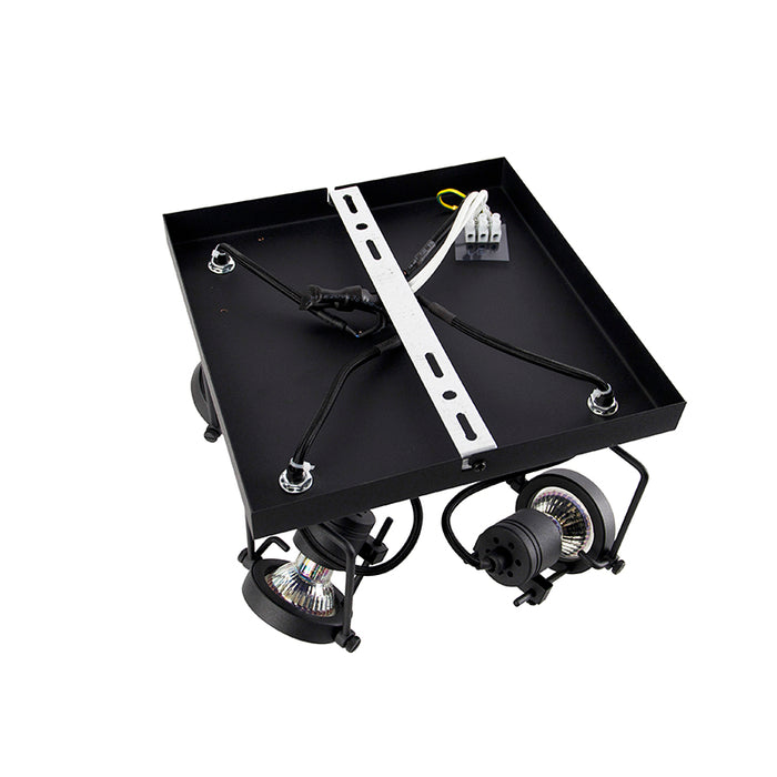 QAZQA Industriële spot zwart 4-lichts - Suplux