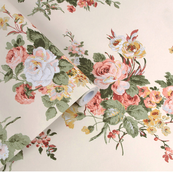 Laura Ashley Rosemore Behang - Bloemen - 10mx52cm - Beige