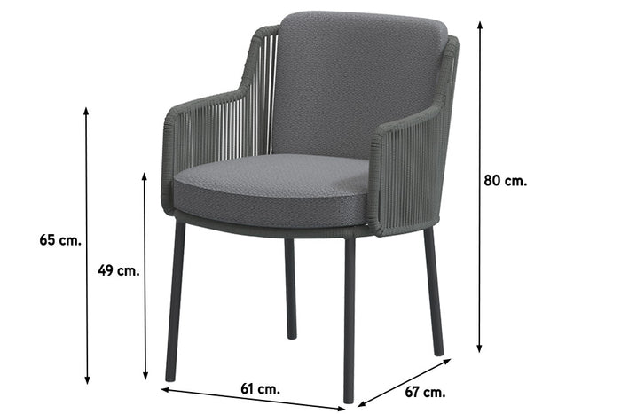 4 Seasons Bernini dining tuinstoel - platinum (1 stuk)