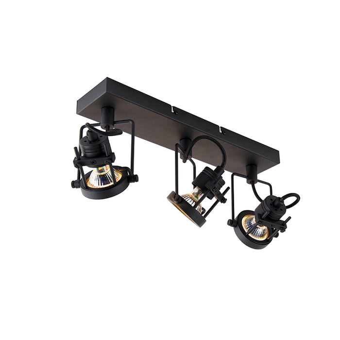 QAZQA Industriële spot zwart 3-lichts - Suplux