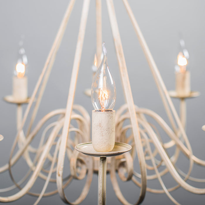 QAZQA Kroonluchter crème 60 cm met taupe klemkappen - Giuseppe