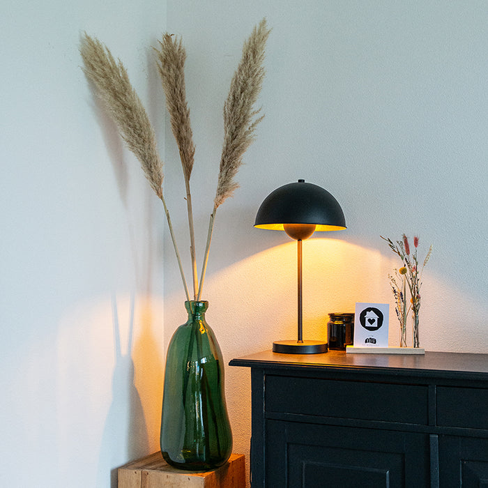 QAZQA Retro tafellamp mushroom zwart met goud - Magnax