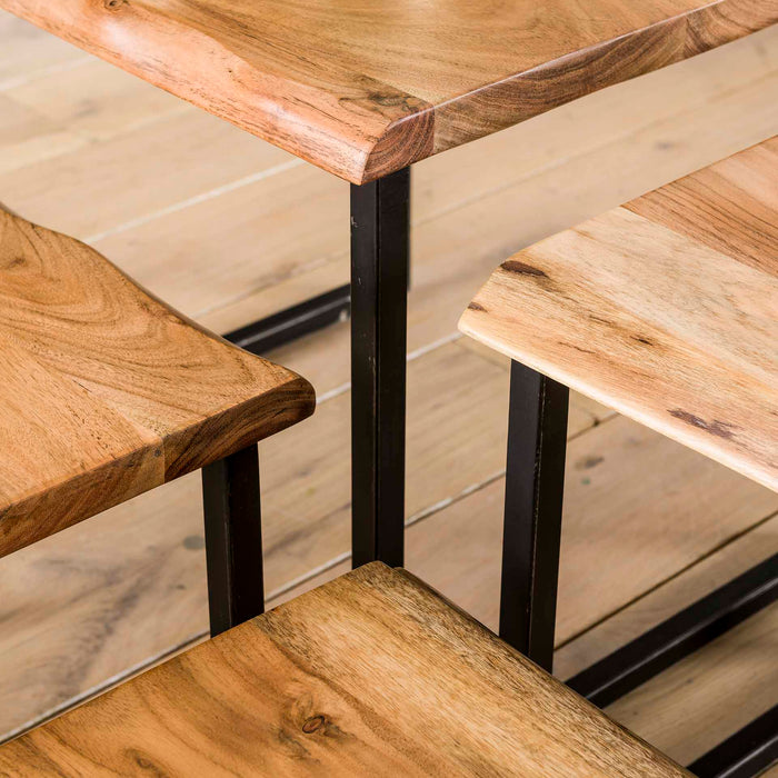 D - Hoyz - Salontafel Edge - Set van 4 - Acacia hout - Bruin