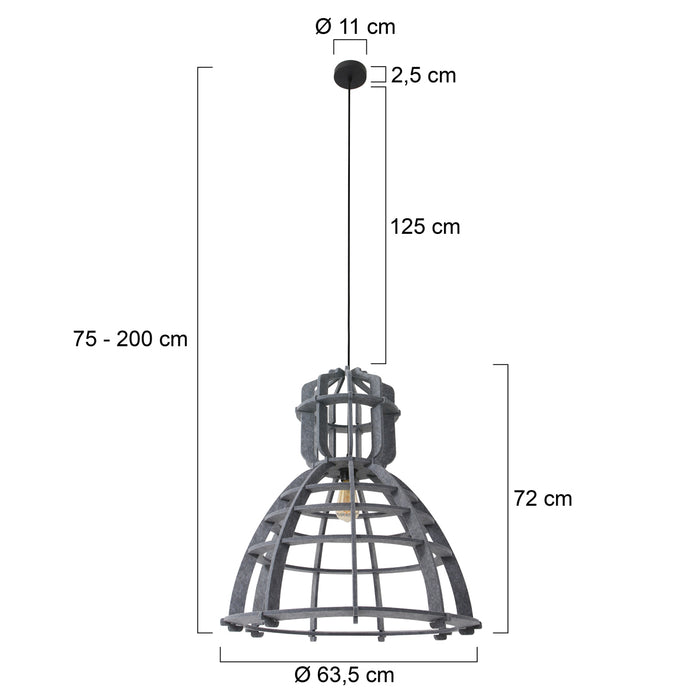 Het Lichtlab Hanglamp no.19 xl industrielamp PET donker grijs vilt