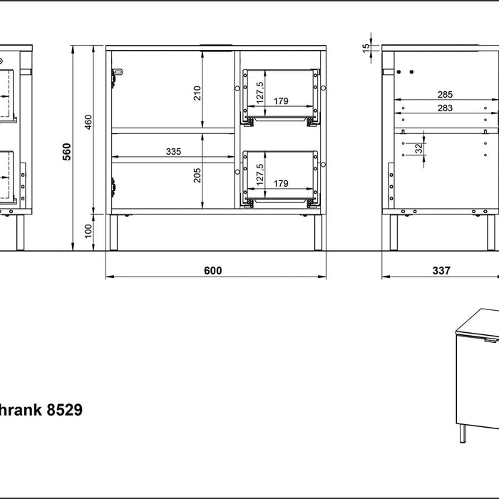Germania Mauresa Wastafelonderkast Small Wit | Grijs